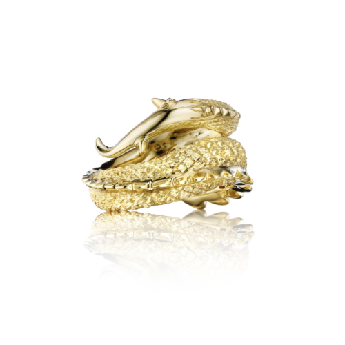 Gold Dragon Tail ring 18K green gold